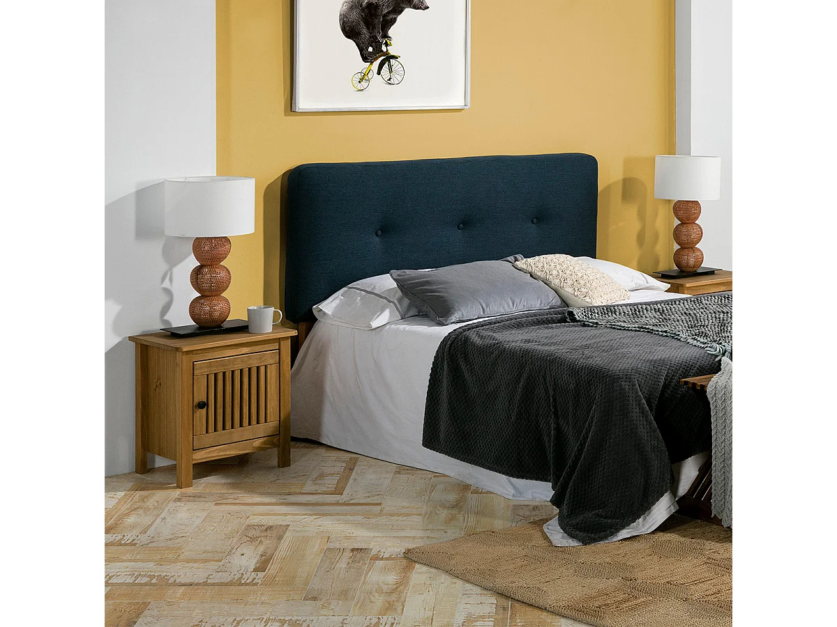 Table de chevet 1 porte en pin massif couleur bois naturel - Fabia