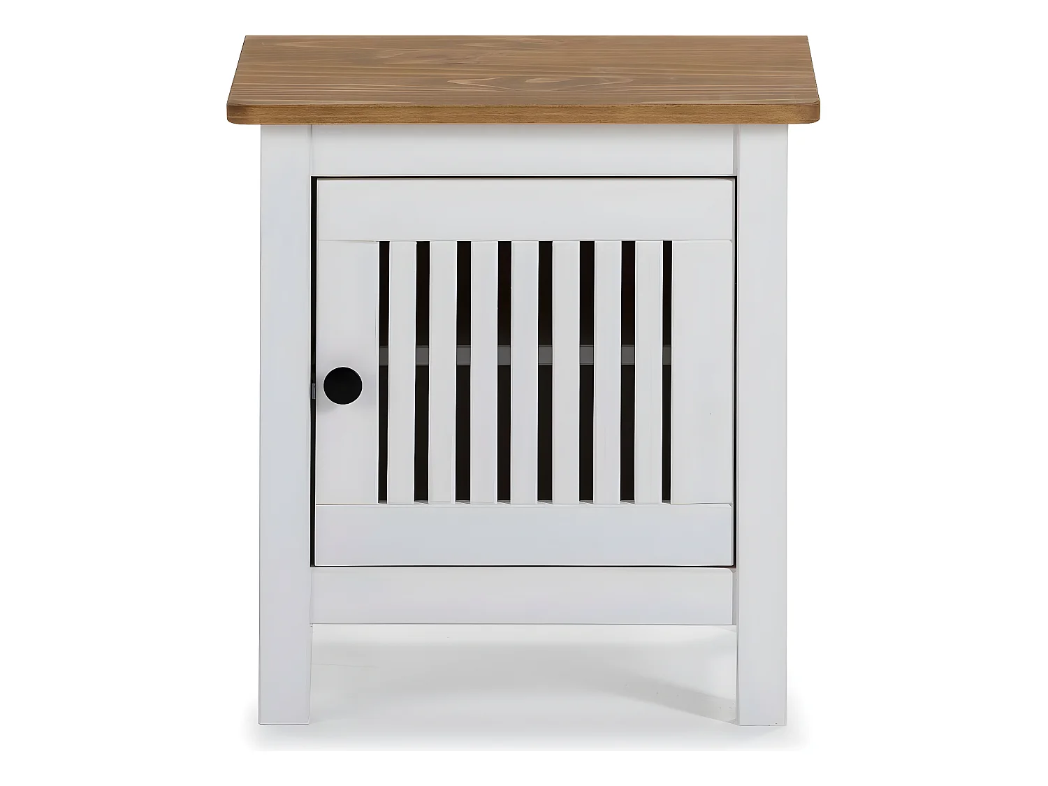 Table de chevet 1 porte en pin massif blanc - Fabia