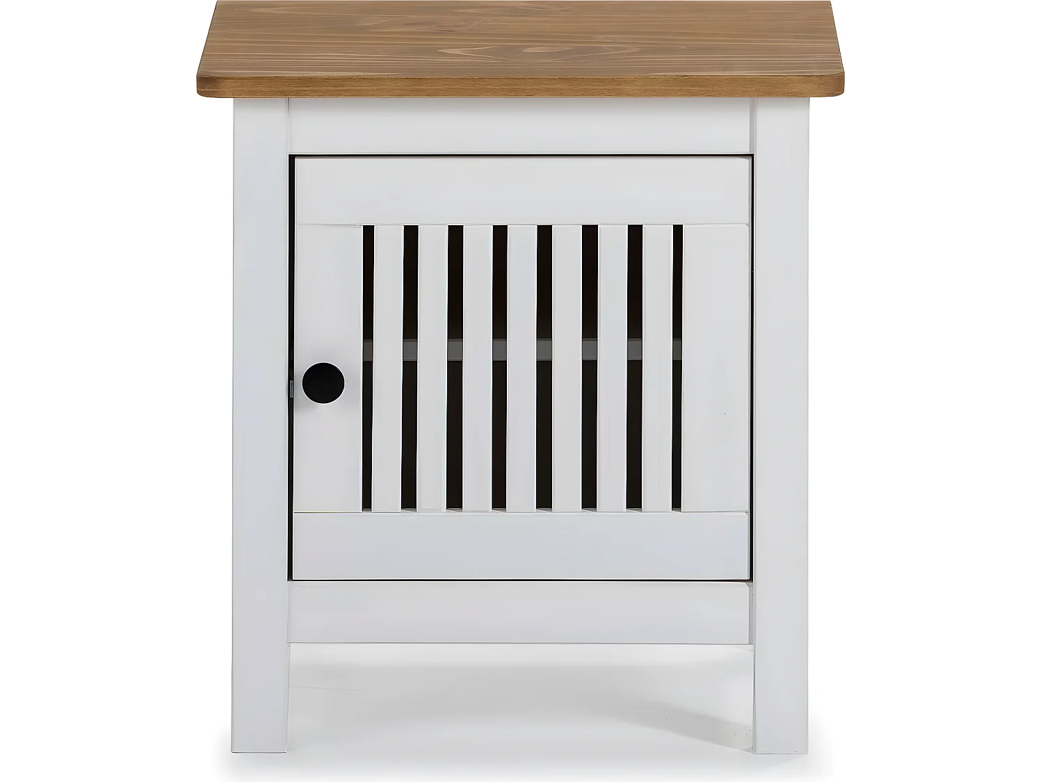 Table de chevet 1 porte en pin massif blanc - Fabia