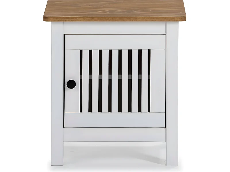 Table de chevet 1 porte en pin massif blanc - Fabia