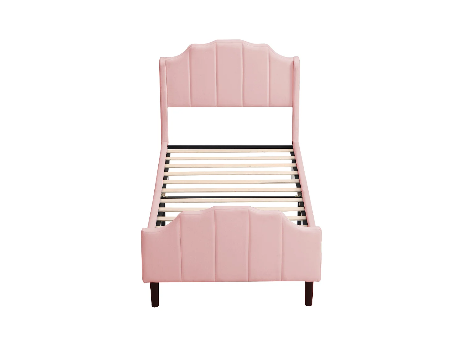 Cama individual tapizada en terciopelo 90x200cm con somier - rosa