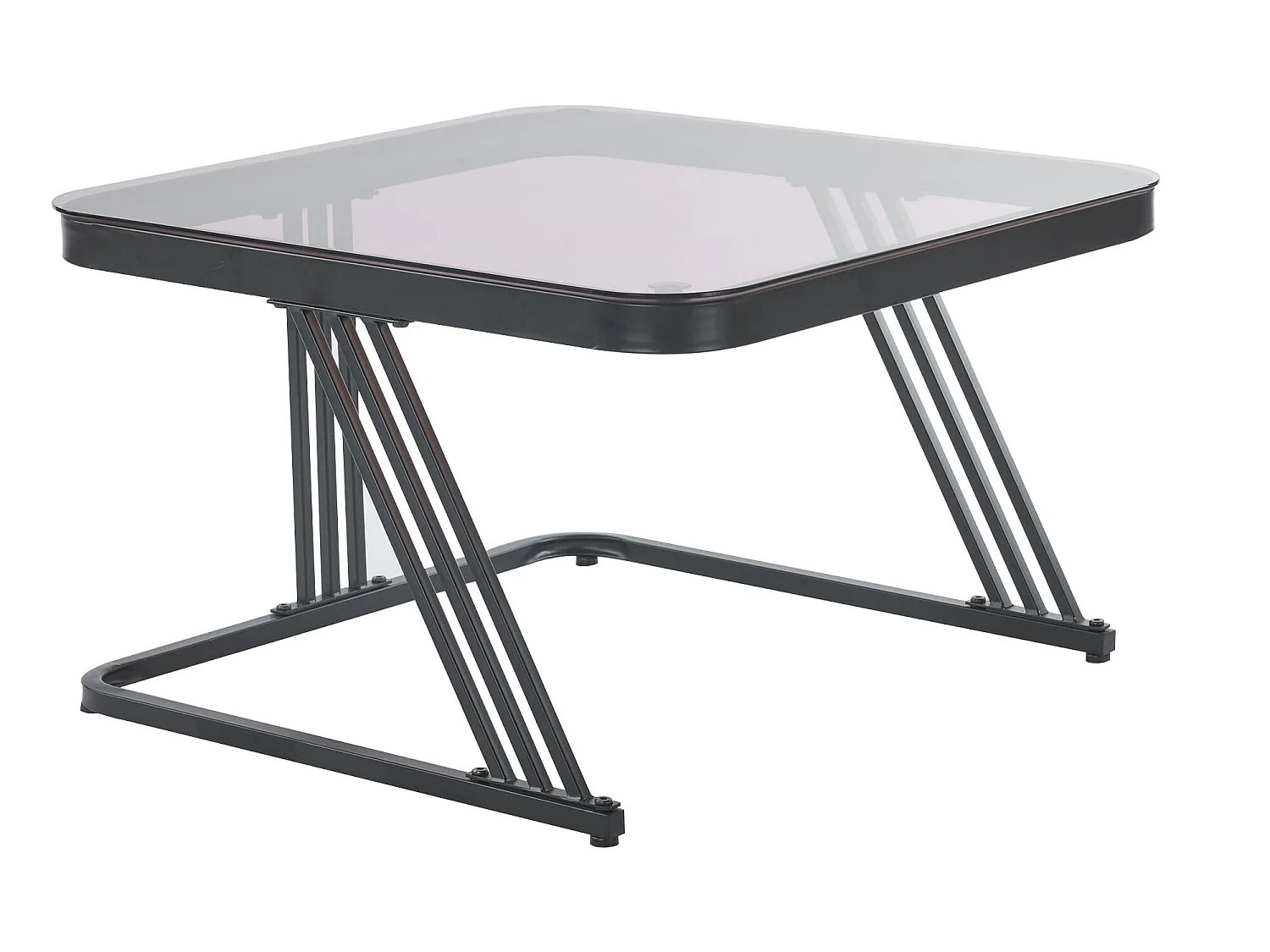 Lot de 2 tables gigognes avec un tiroir - recouverte de verre et de marbre - Gris