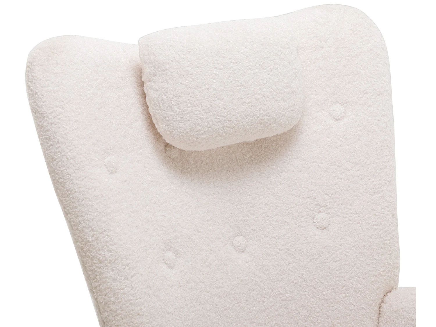 Fauteuil à bascule - chaise de relaxation pour salon - rembourrée de peluche Teddy - avec appui-tête et repose-pieds - base en bois - blanc