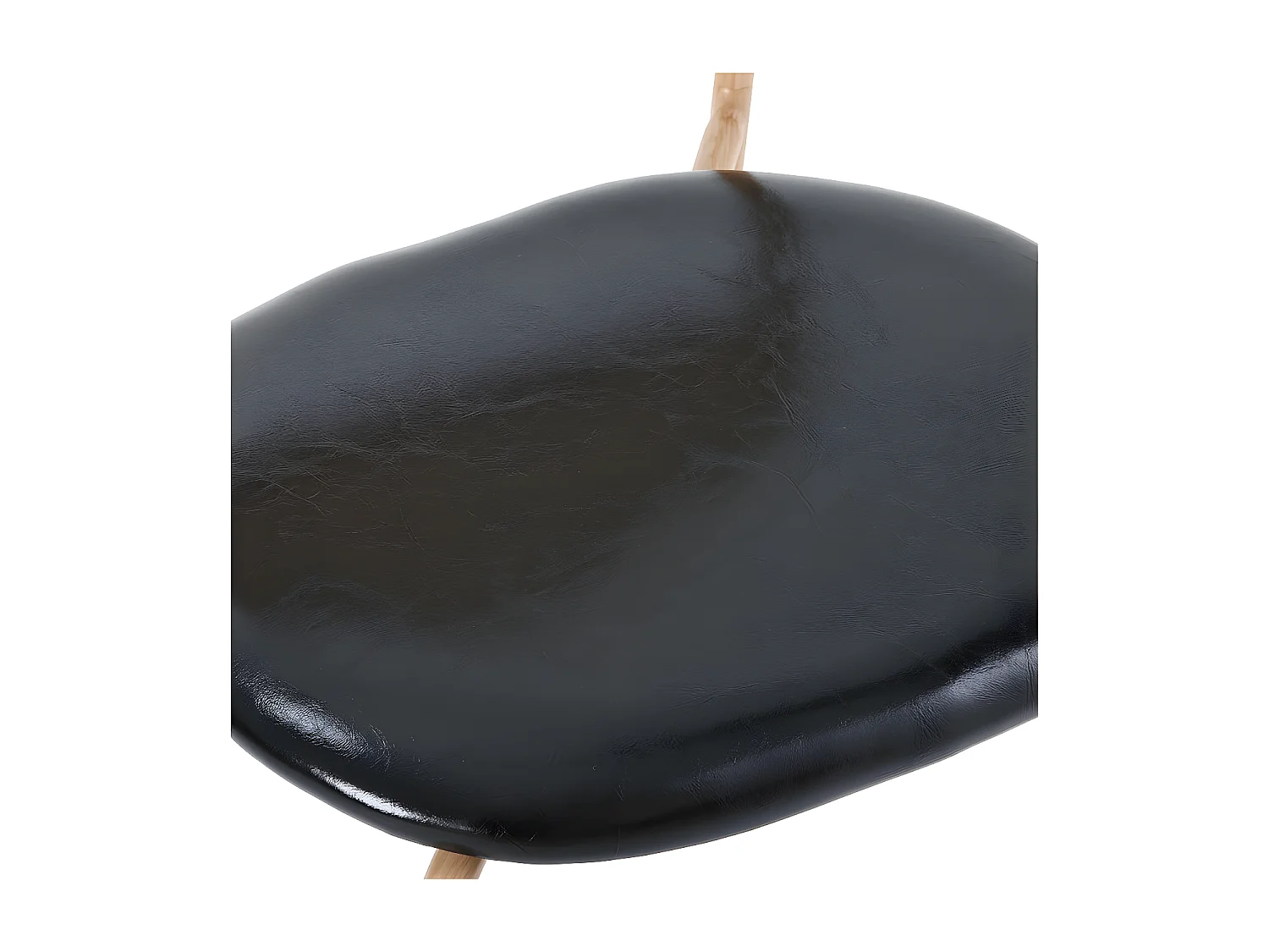 Lot de 4 Chaises en similicuir et rotin - pieds en métal - Noir