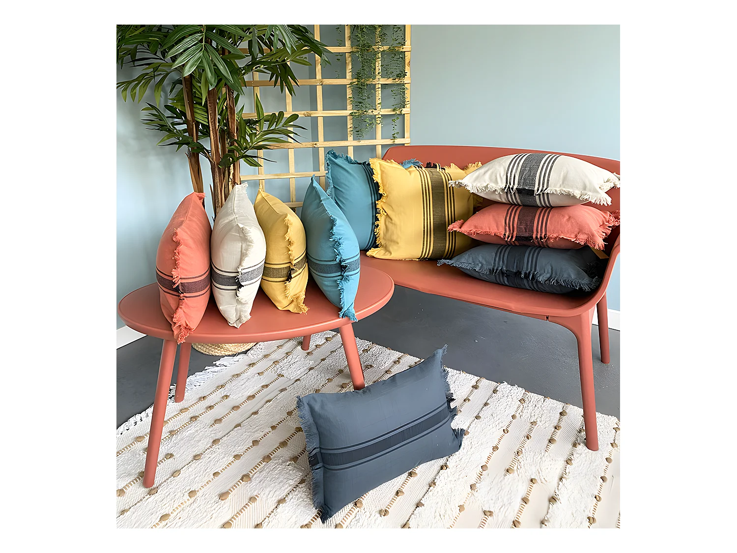 Housse de coussin en coton Kila 45x45 Caldera. La couleur peut varier selon la photo