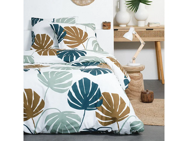 Housse de couette imprimée + 2 housses quadrant, qualité 100% coton M / Draps 220x240cm