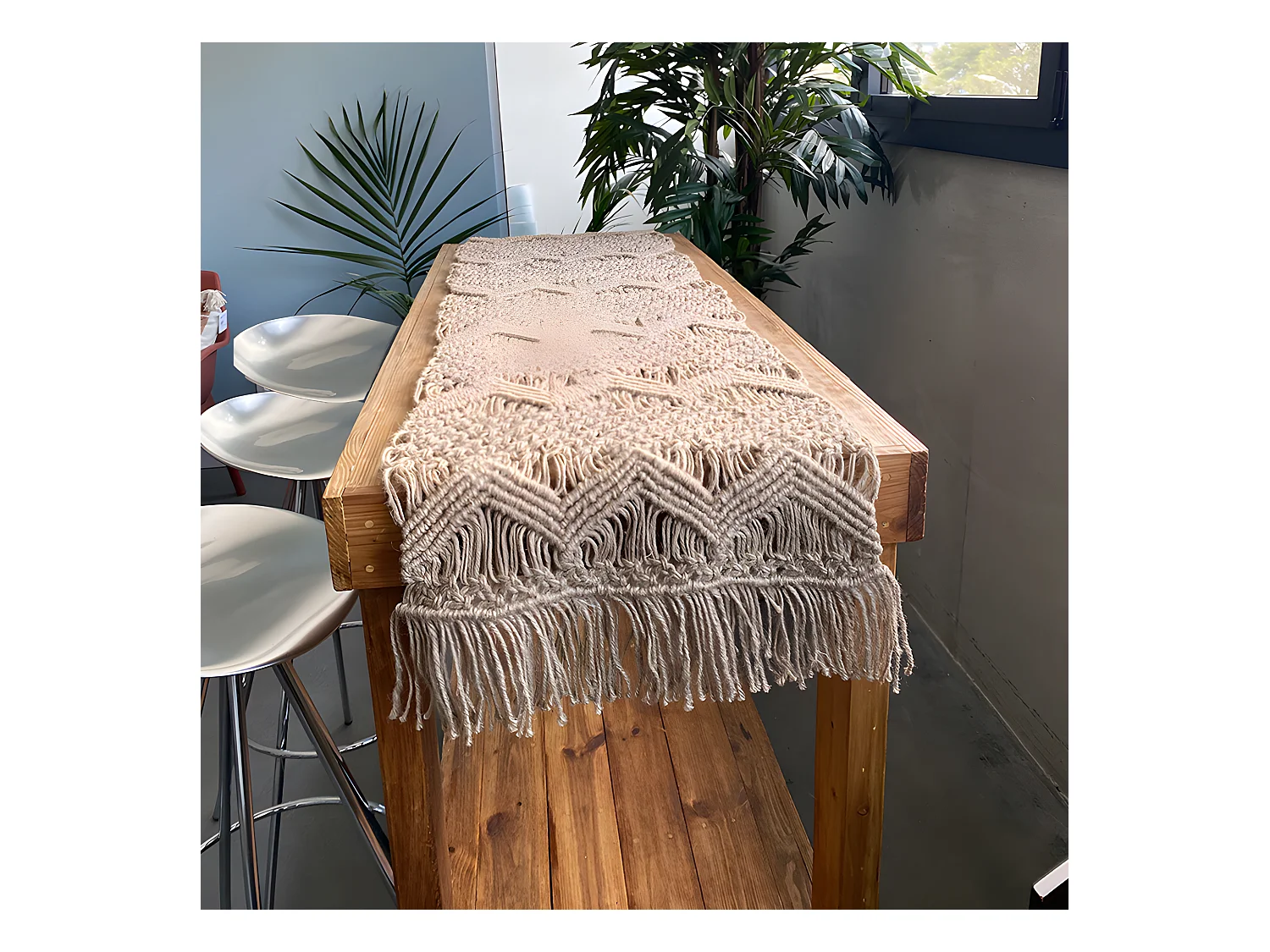 Chemin de table en jute macramé