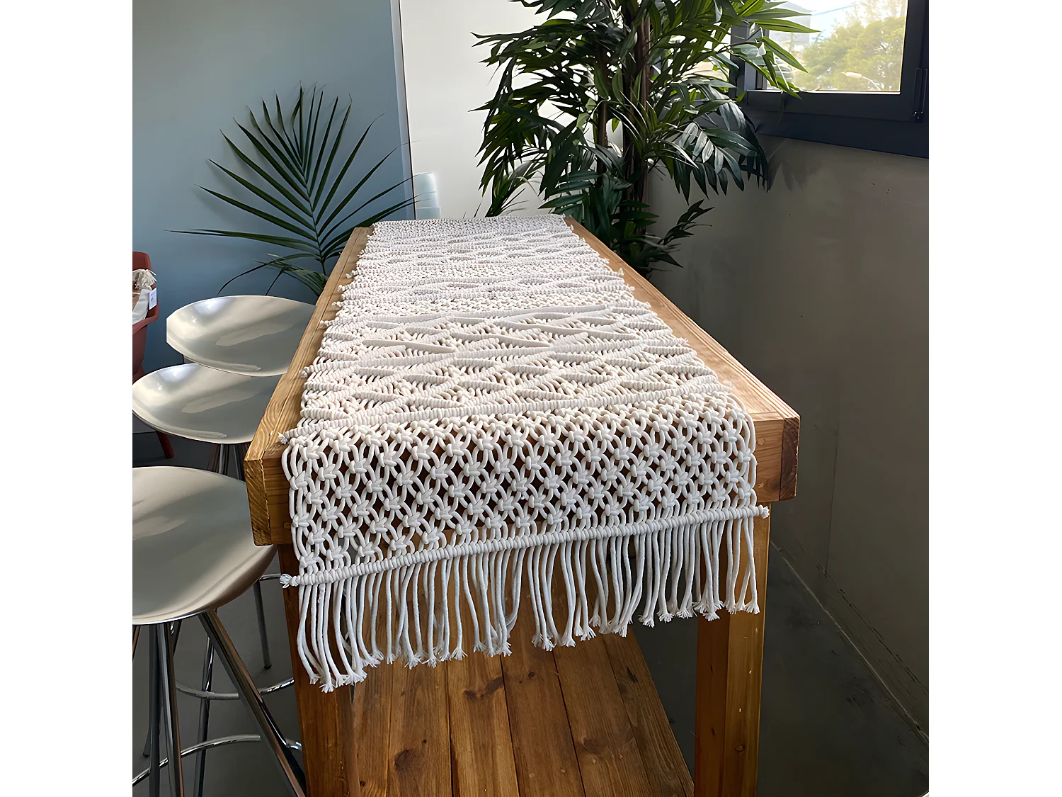 Katoenen Macramé Tafelloper