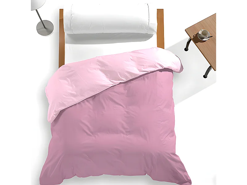 Housse de couette unie réversible en polyester et coton 180x220cm