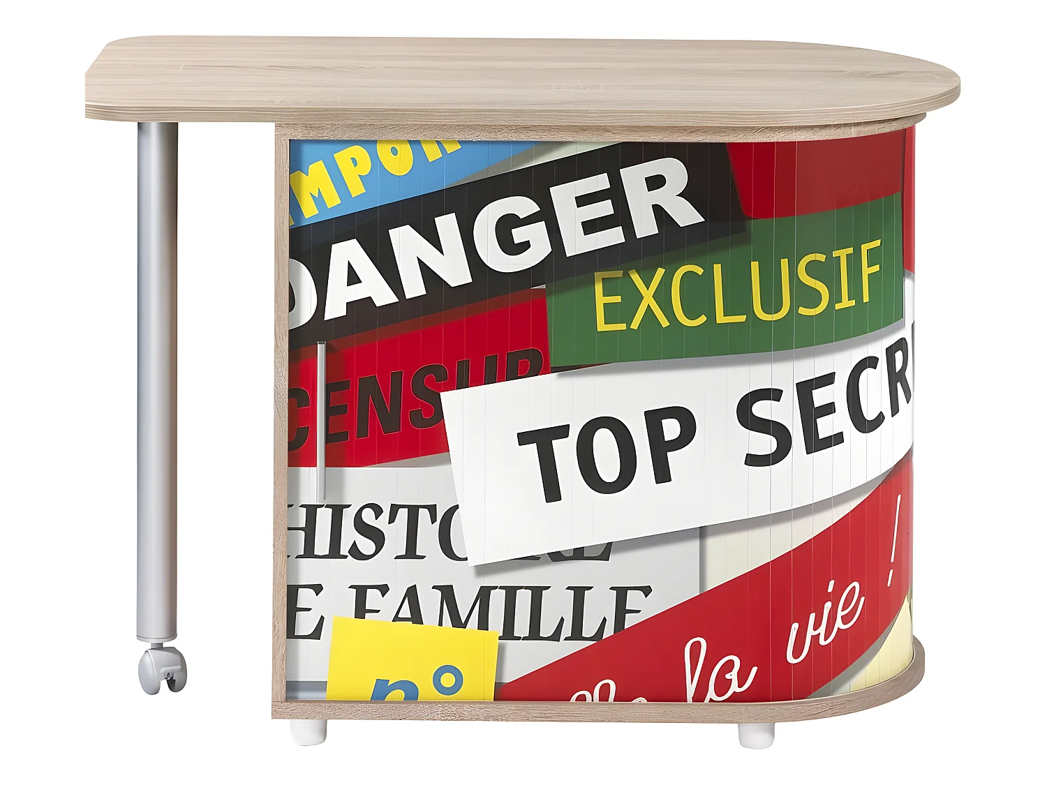 Bureau Chêne Table Pivotante et Rangement - Coloris: Top Secret 300
