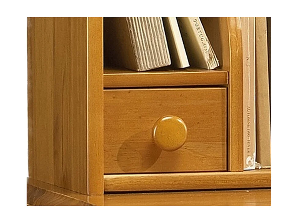 Surmeuble pour Table à écrire Pin MIel 2 Tiroirs 7 Niches 97 x 40 x 28 cm