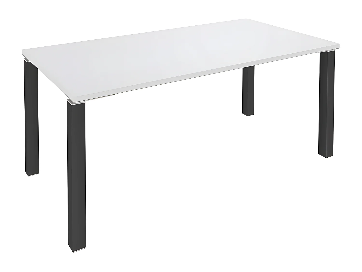 Bureau Blanc 160 cm 4 Pieds Métal Carrés Carbone