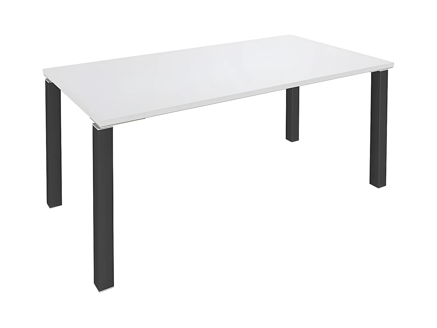 Bureau Blanc 160 cm 4 Pieds Métal Carrés Carbone