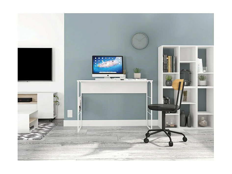 Bureau Blanc 120 cm Pieds Métalliques