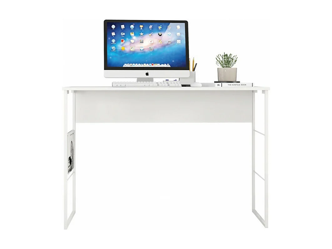 Bureau Blanc 120 cm Pieds Métalliques