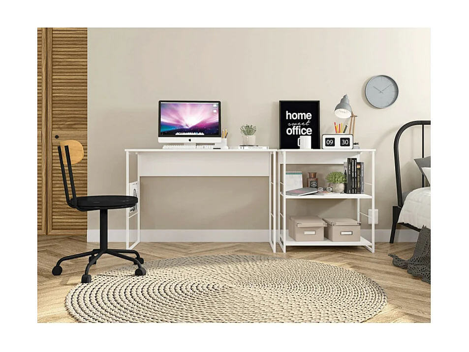 Bureau Blanc 120 cm Pieds Métalliques