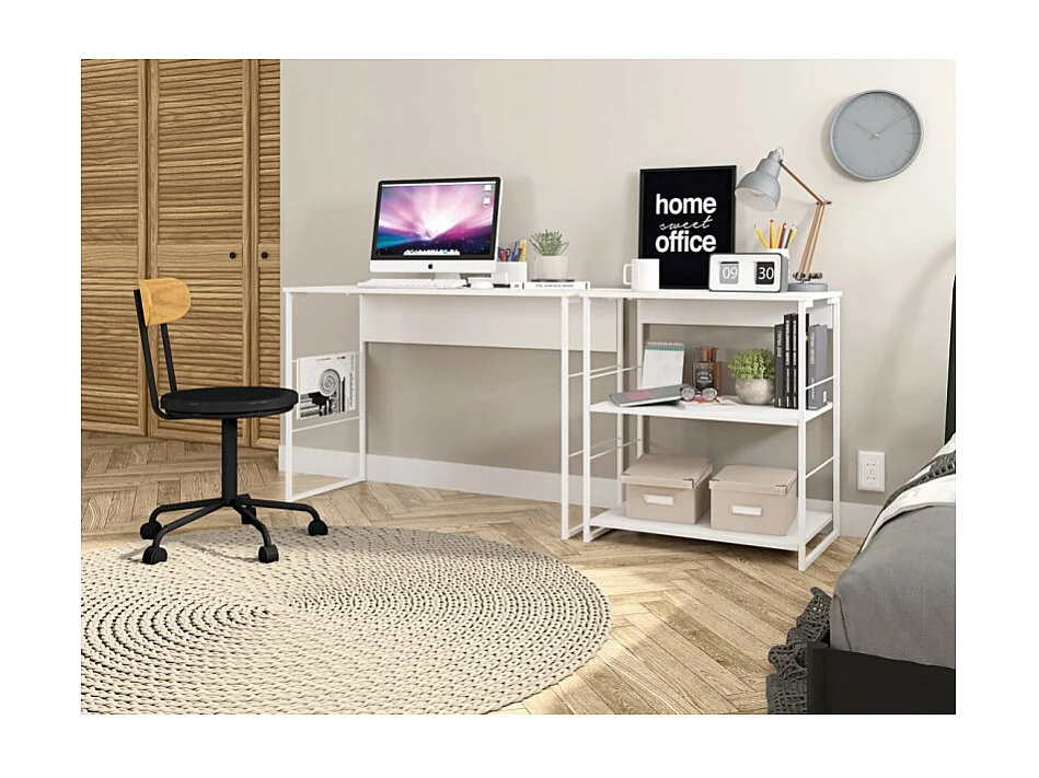 Bureau Blanc 120 cm Pieds Métalliques