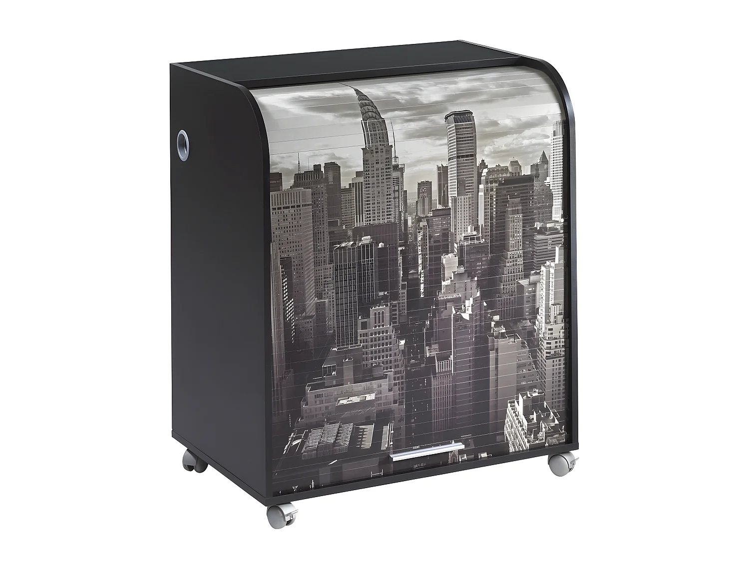 Bureau Informatique Noir à Roulettes - Coloris: New York 500
