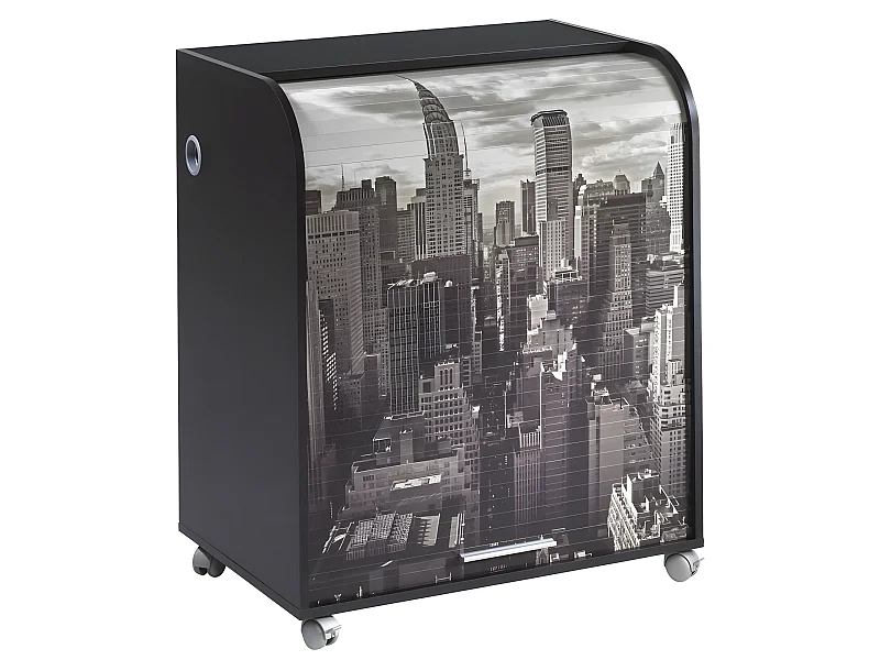 Bureau Informatique Noir à Roulettes - Coloris: New York 500