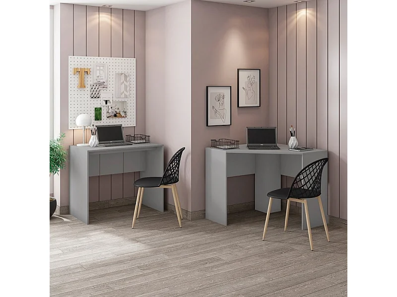 Bureau Gris Mat L 90 H 76 P 54 cm