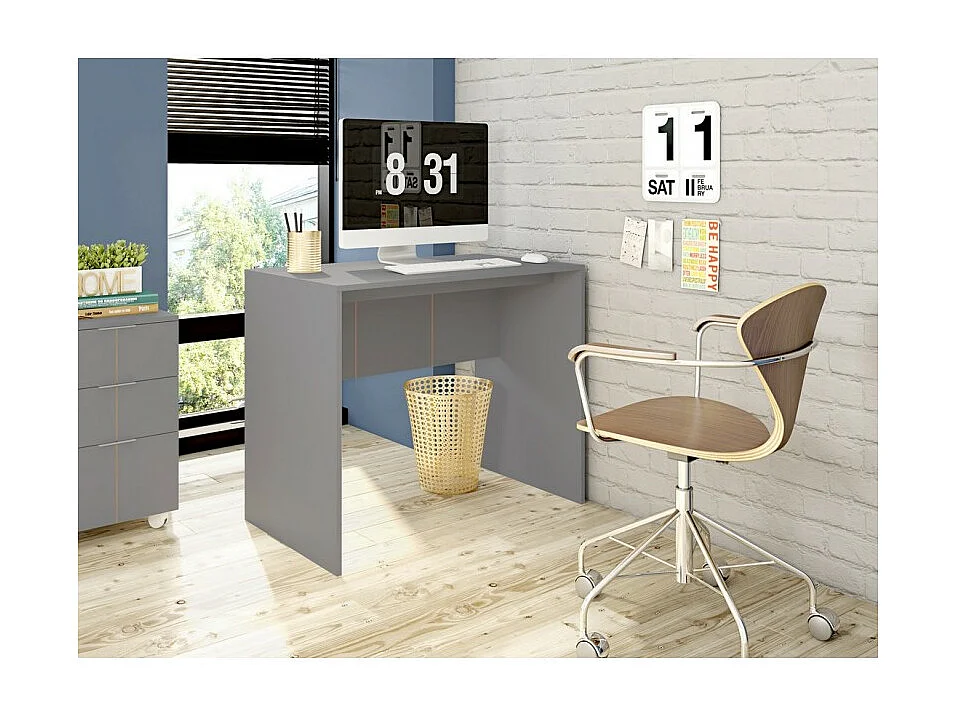 Bureau Gris Mat L 90 H 76 P 54 cm