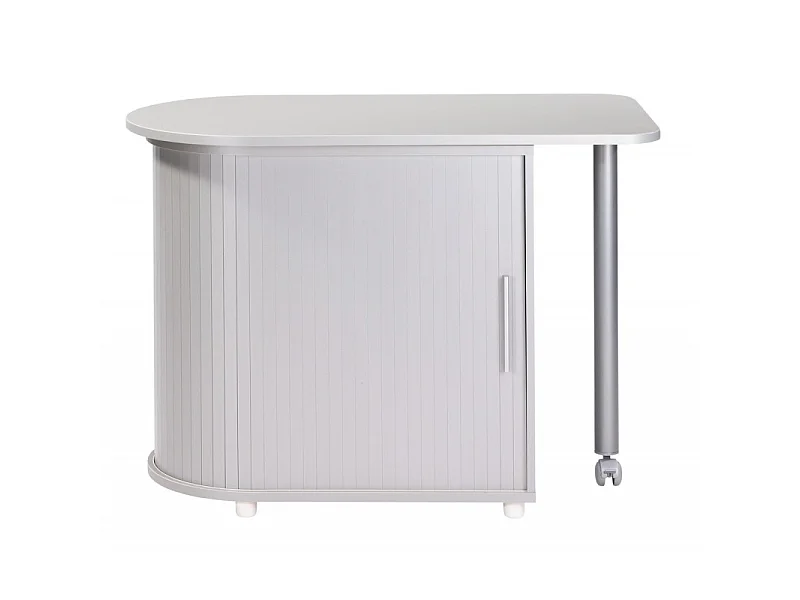 Bureau Informatique Alu Table Pivotante et Rangement L 77 H 71.7 P 47 cm - Coloris: Aluminium