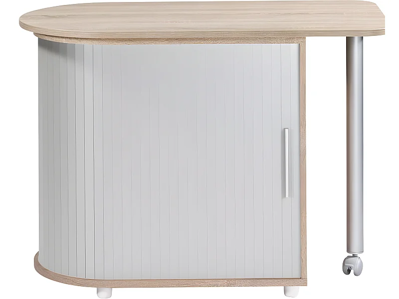 Bureau Pivotant et Meuble de Rangement Chêne 2 Niches 77 x 71,7 x 47 cm - Coloris: Aluminium