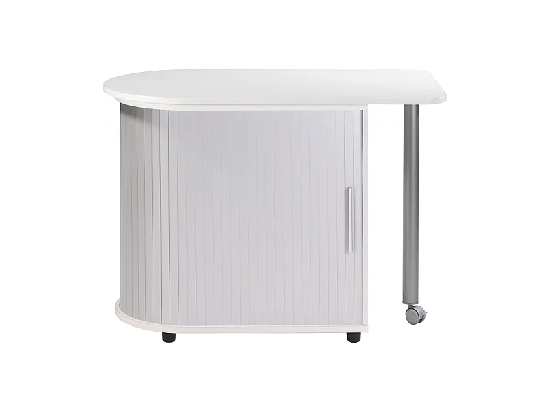 Bureau Informatique Blanc et Table Pivotante - Coloris: Aluminium