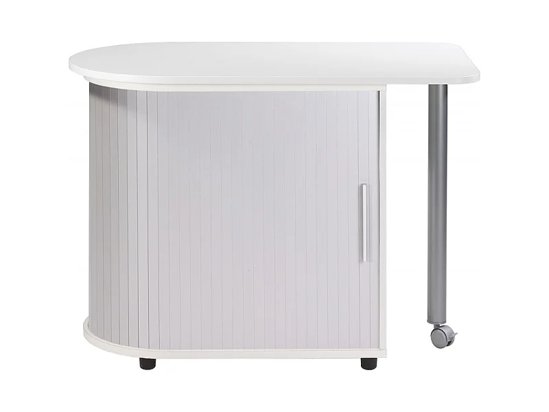 Bureau Informatique Blanc et Table Pivotante - Coloris: Aluminium