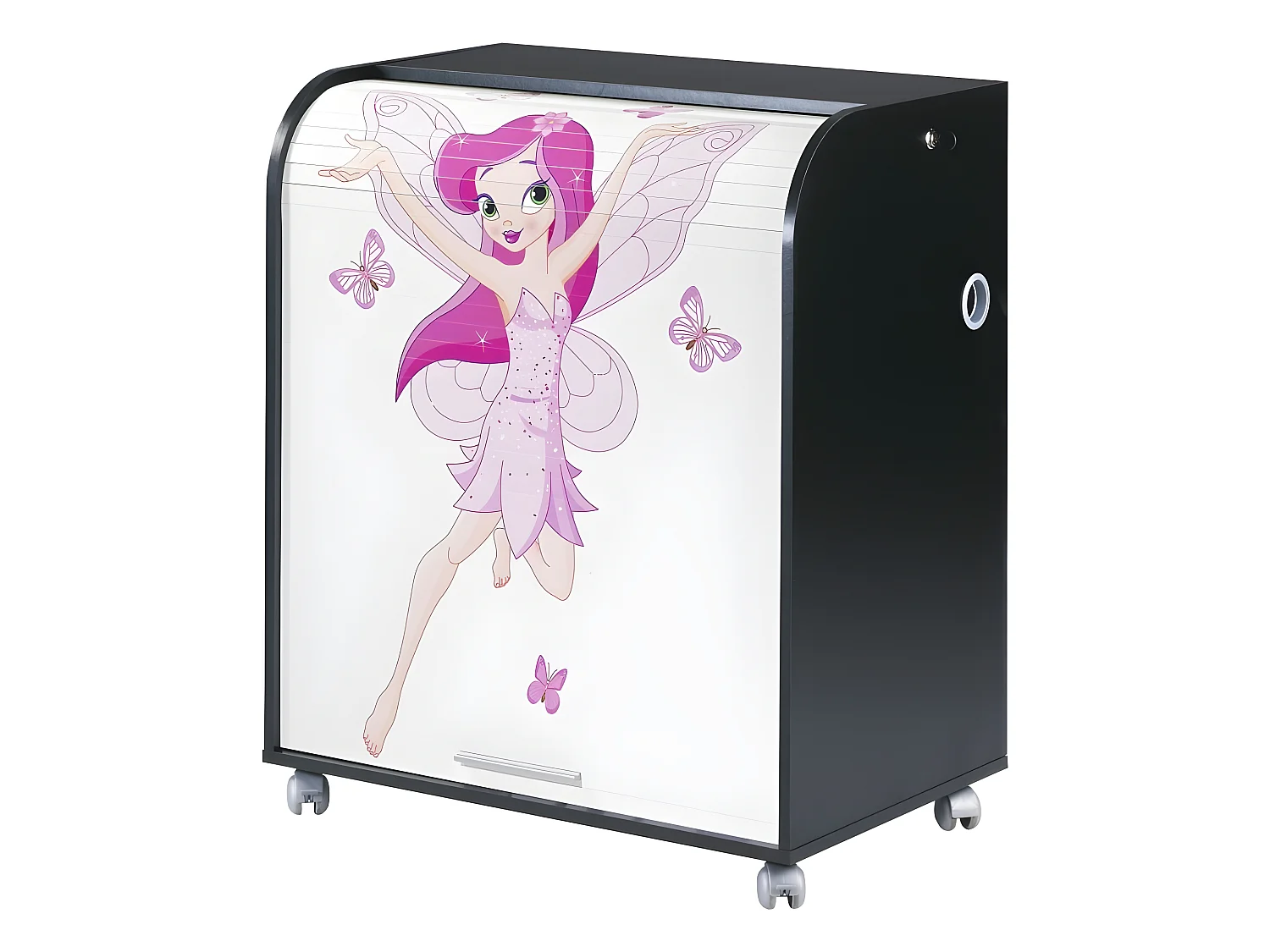 Bureau Informatique Noir à Roulettes - Coloris: Fée 217