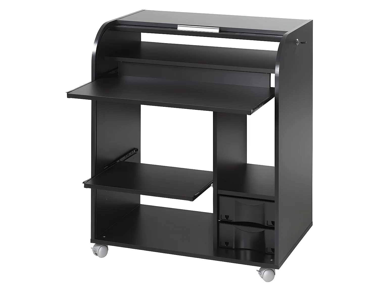 Bureau Informatique Noir à Roulettes - Coloris: Fée 217