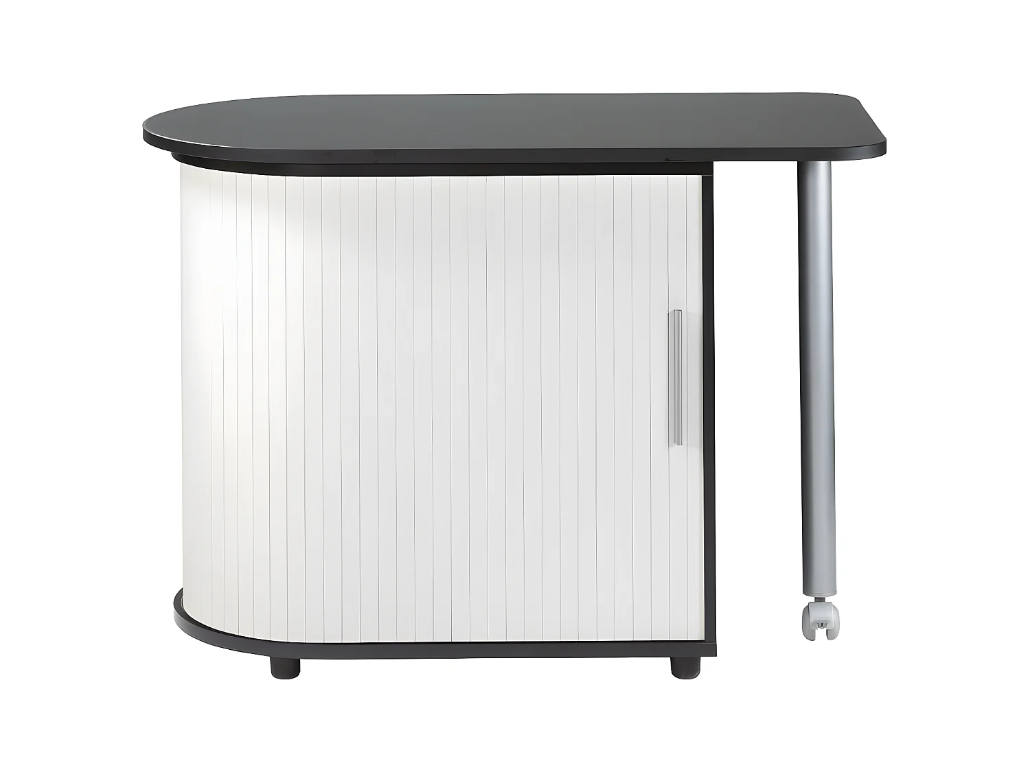Bureau Pivotant Noir et Meuble de Rangement - Coloris: Blanc