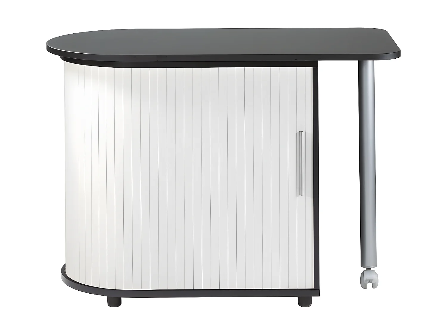 Bureau Pivotant Noir et Meuble de Rangement - Coloris: Blanc