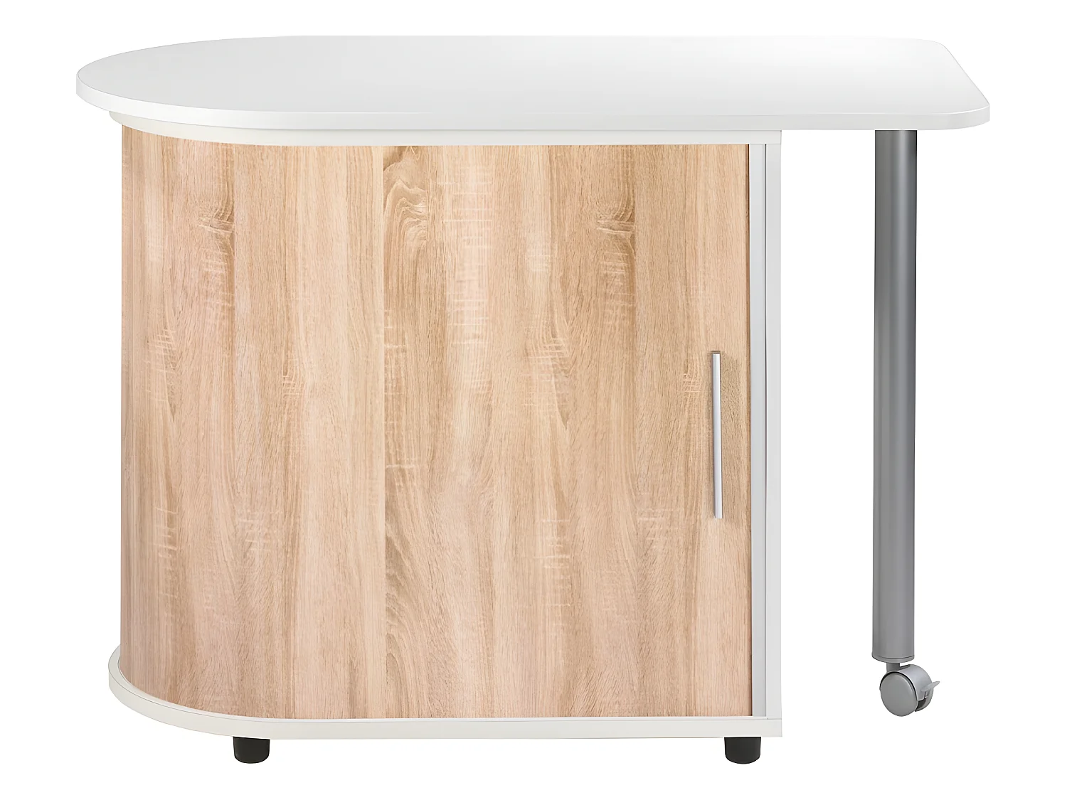 Bureau Informatique Blanc et Table Pivotante - Coloris: Chêne Naturel