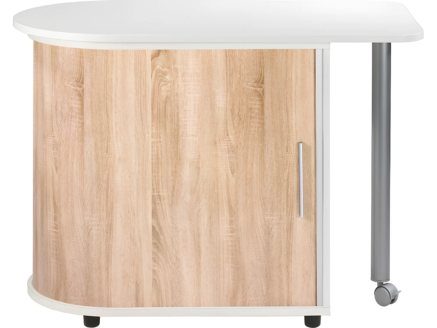 Bureau Informatique Blanc et Table Pivotante - Coloris: Chêne Naturel