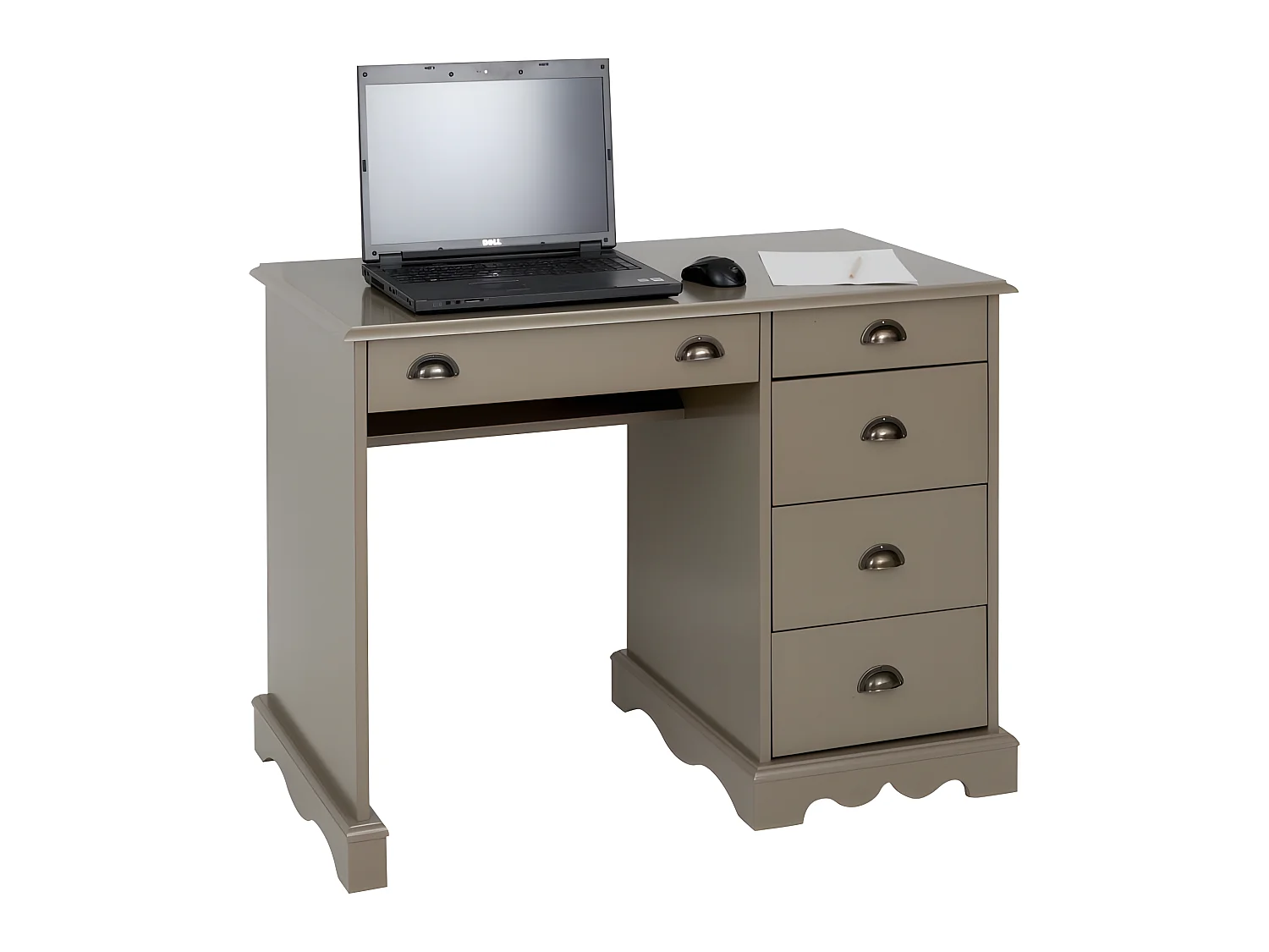 Bureau Taupe 5 Tiroirs Style Anglais
