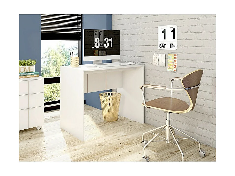 Bureau Blanc Mat L 90 H 76 P 54 cm