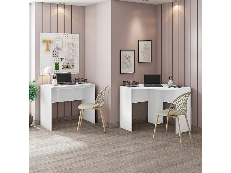 Bureau Blanc Mat L 90 H 76 P 54 cm