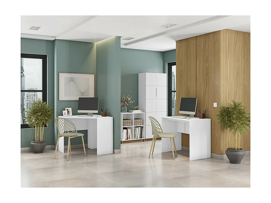 Bureau Blanc Mat L 90 H 76 P 54 cm