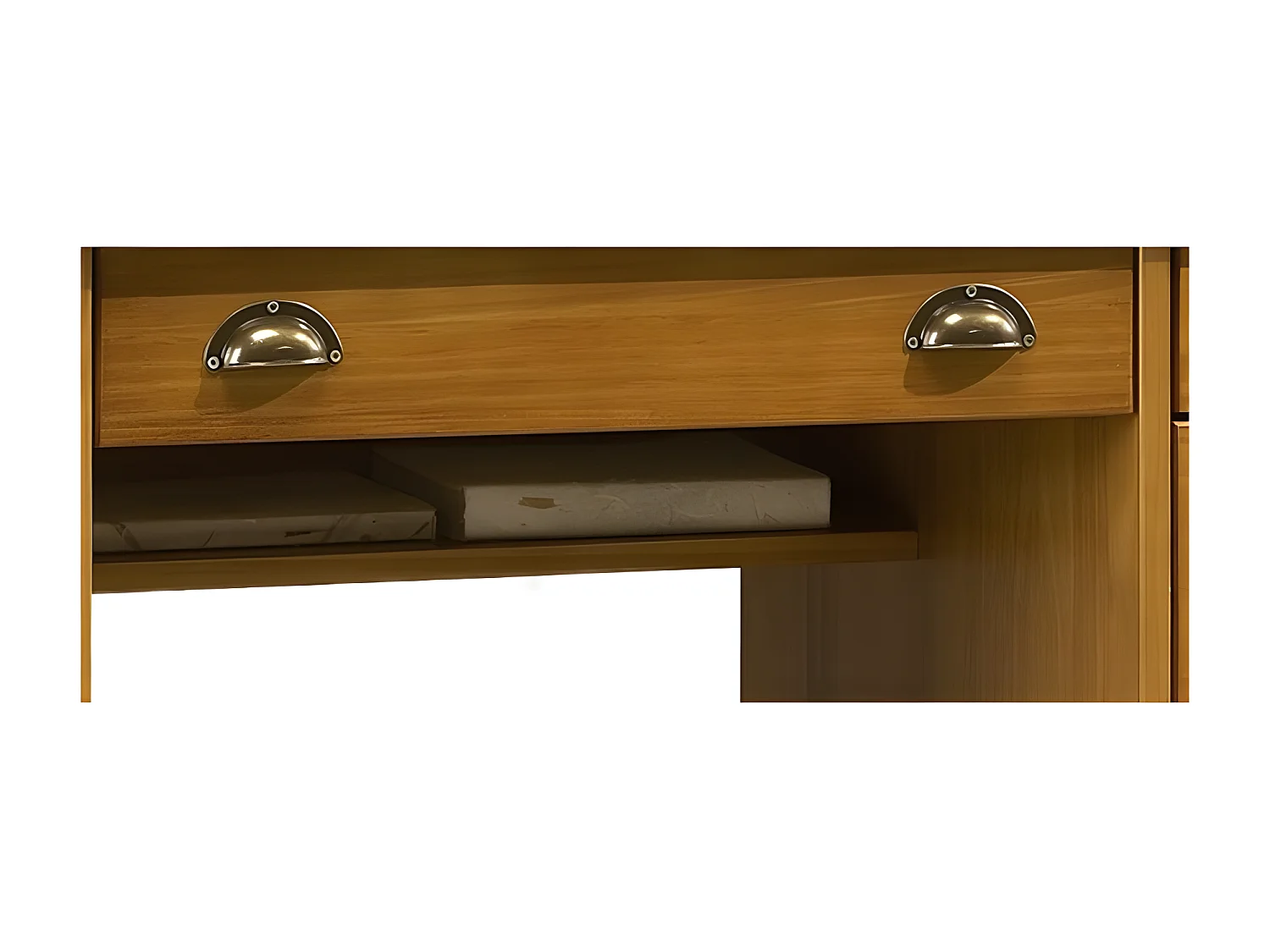 Bureau Ministre Pin Miel Style Anglais Charme 9 Tiroirs L 137.5 H 74.7 P 58.3 cm