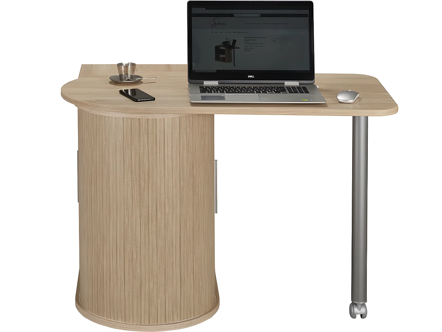 Bureau Chêne Table Pivotante et Rangement - Coloris: Chêne Naturel