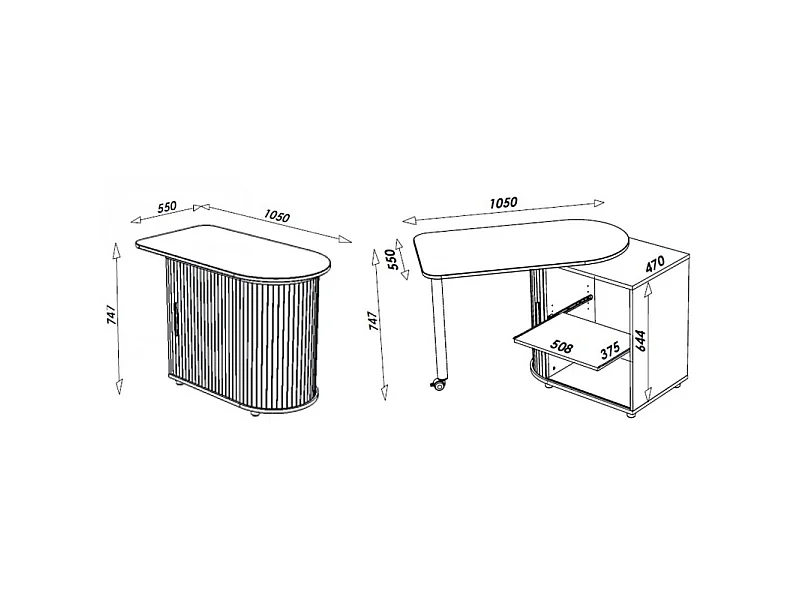 SIMMOB Modularer Schreibtisch mit Rollladen Computertisch 75 x 131 x 55 cm