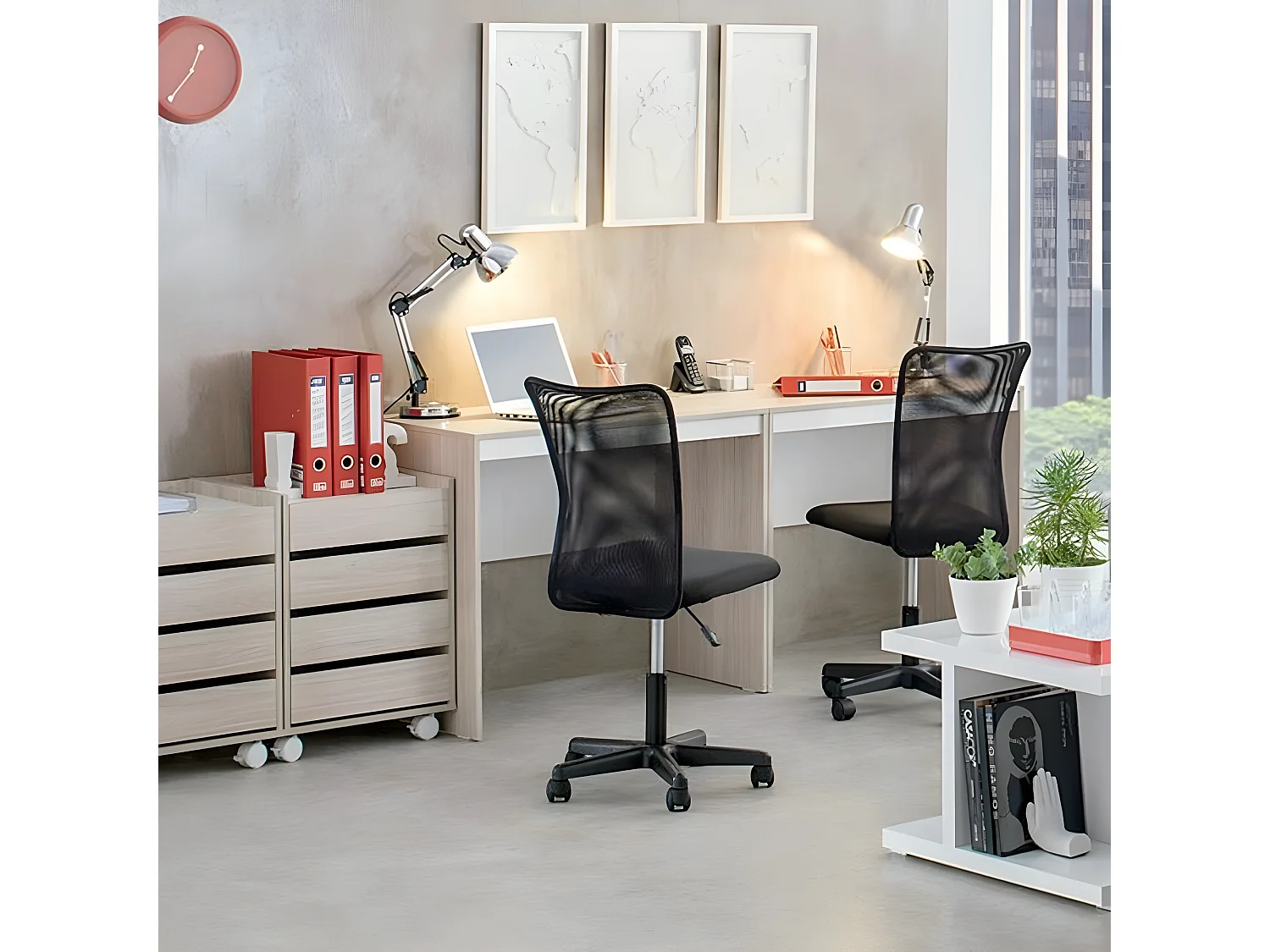 Bureau Chêne et Blanc L 91.5 H 77 P 52.5 cm