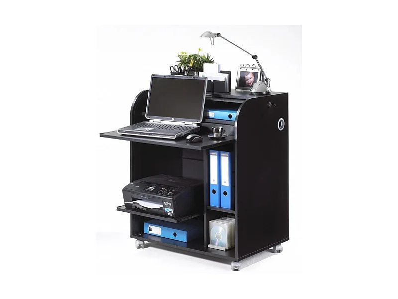 Bureau Informatique Noir à Roulettes - Coloris: Zonk Pow 400