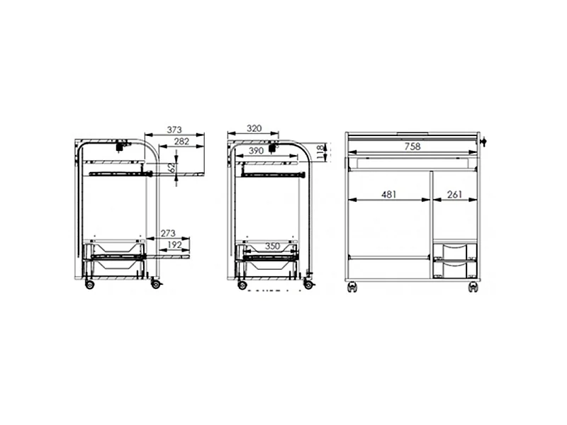 Bureau Informatique Noir à Roulettes - Coloris: Zonk Pow 400