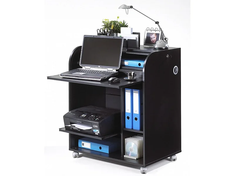 Bureau Informatique Noir à Roulettes - Coloris: Zonk Pow 400
