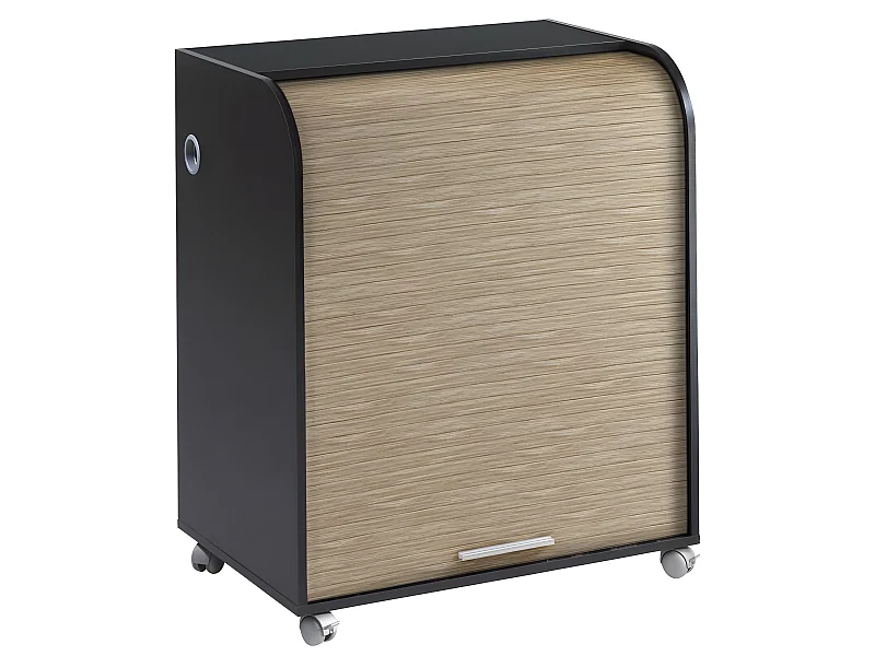 Bureau Informatique Noir à Roulettes - Coloris: Chêne Naturel