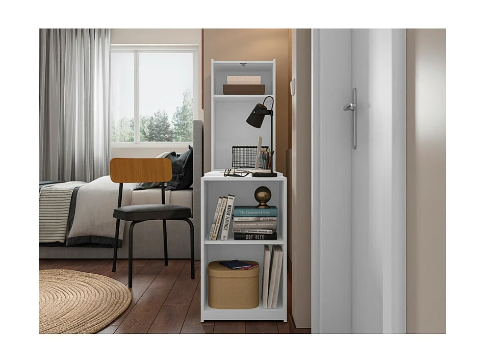 Bureau et Armoire Repliables Blancs 4 Niches L 117.3 H 159.5 P 48 cm