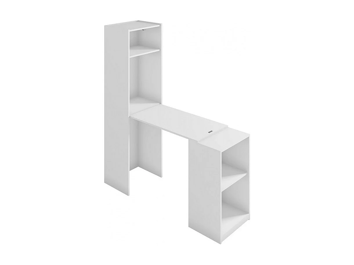 Bureau et Armoire Repliables Blancs 4 Niches L 117.3 H 159.5 P 48 cm