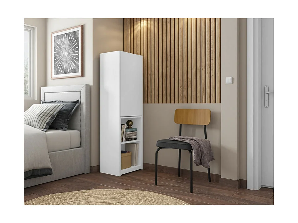 Bureau et Armoire Repliables Blancs 4 Niches L 117.3 H 159.5 P 48 cm